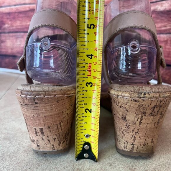 b.o.c. Born Concepts Pale Pink Leather Flower Platform Cork Wedge Espadrilles - Picture 6 of 13